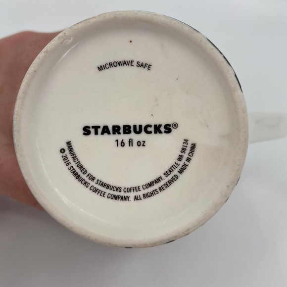 STARBUCKS 2016 Holiday Ornaments Coffee Tea Cocoa Mug 16 Ounce Tall Cup White - Picture 5 of 7